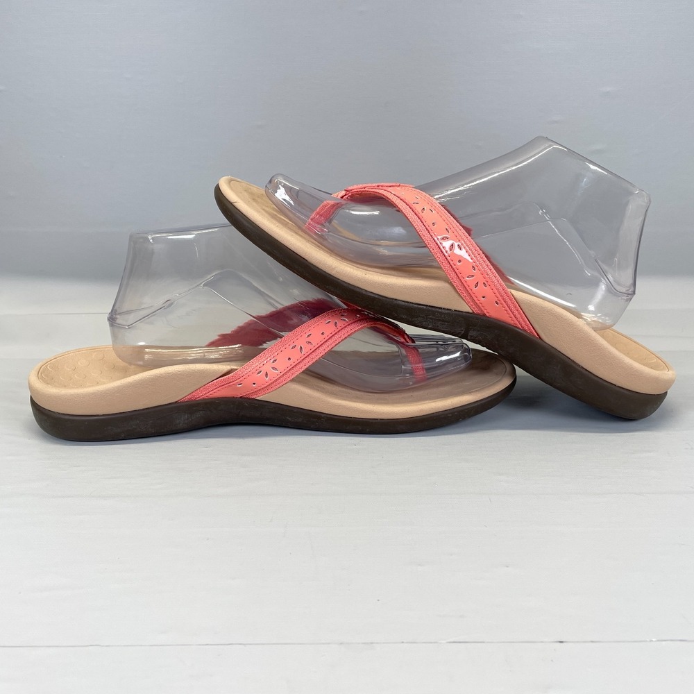 Vionic Casandra Thong Sandals Womens Size 11 Pink Leather Orthotic Comfort Shoes - Picture 7 of 10